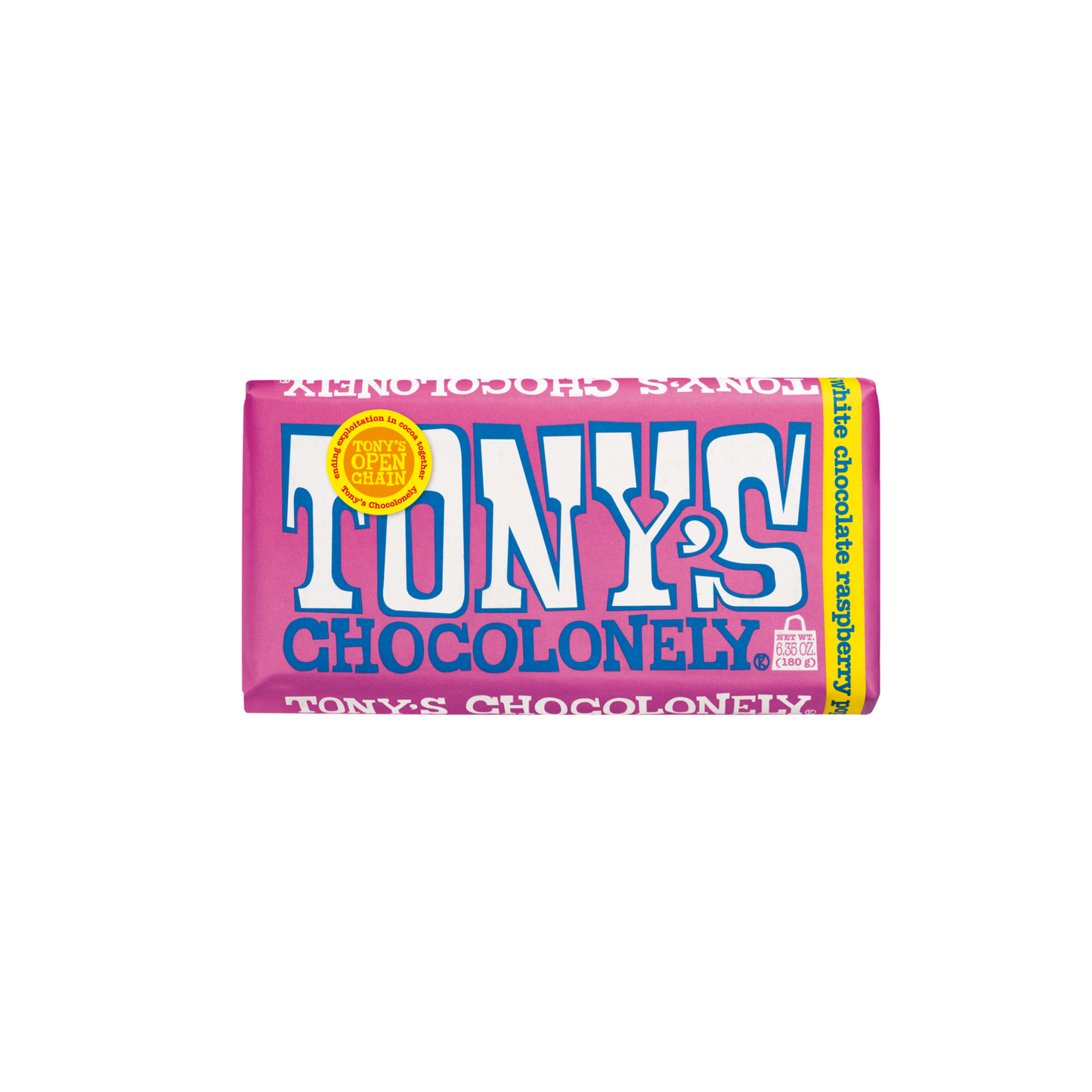 Tony's Chocolonely White Raspberry Popping Candy 28%