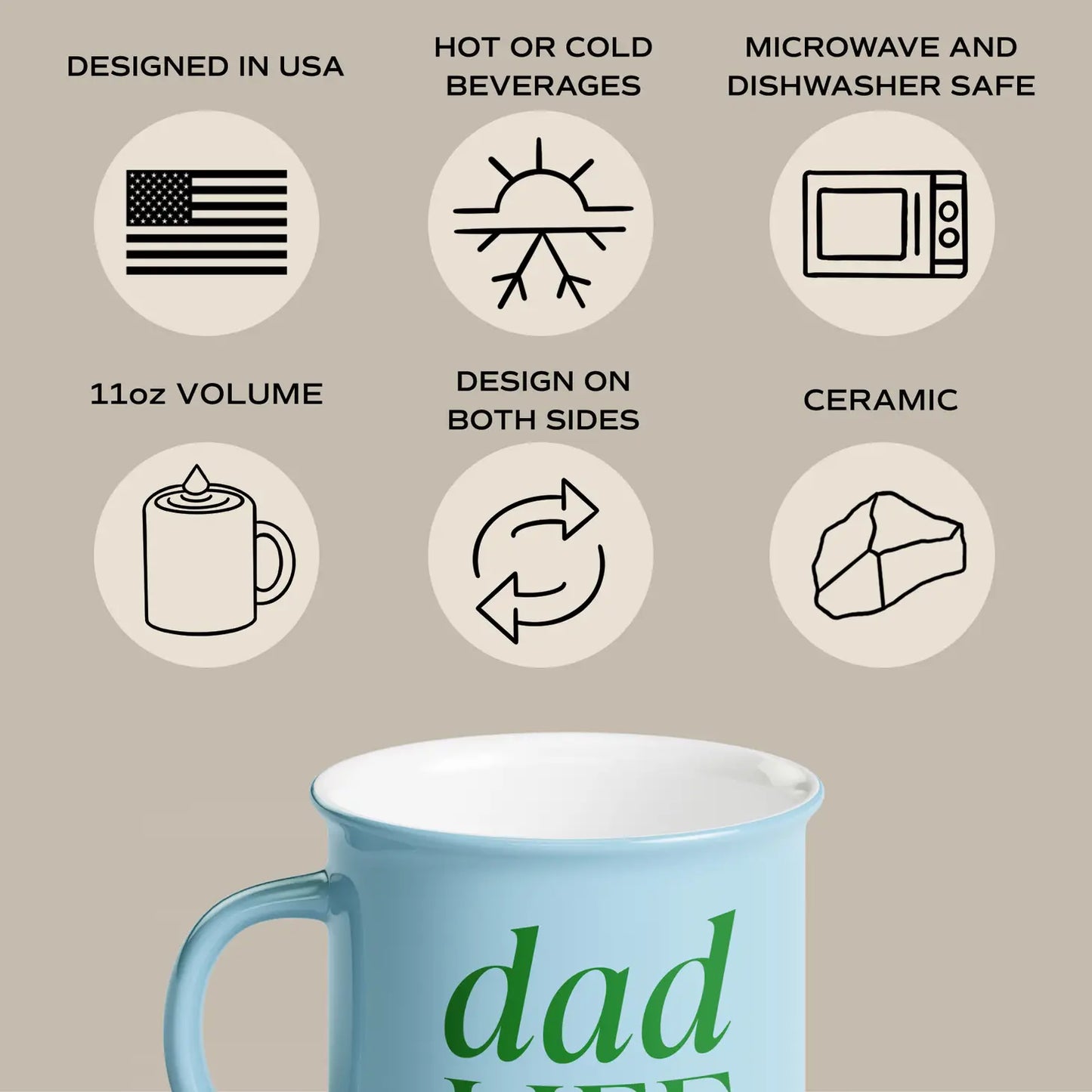 Dad Life - 11 oz Campfire Style Coffee Mug