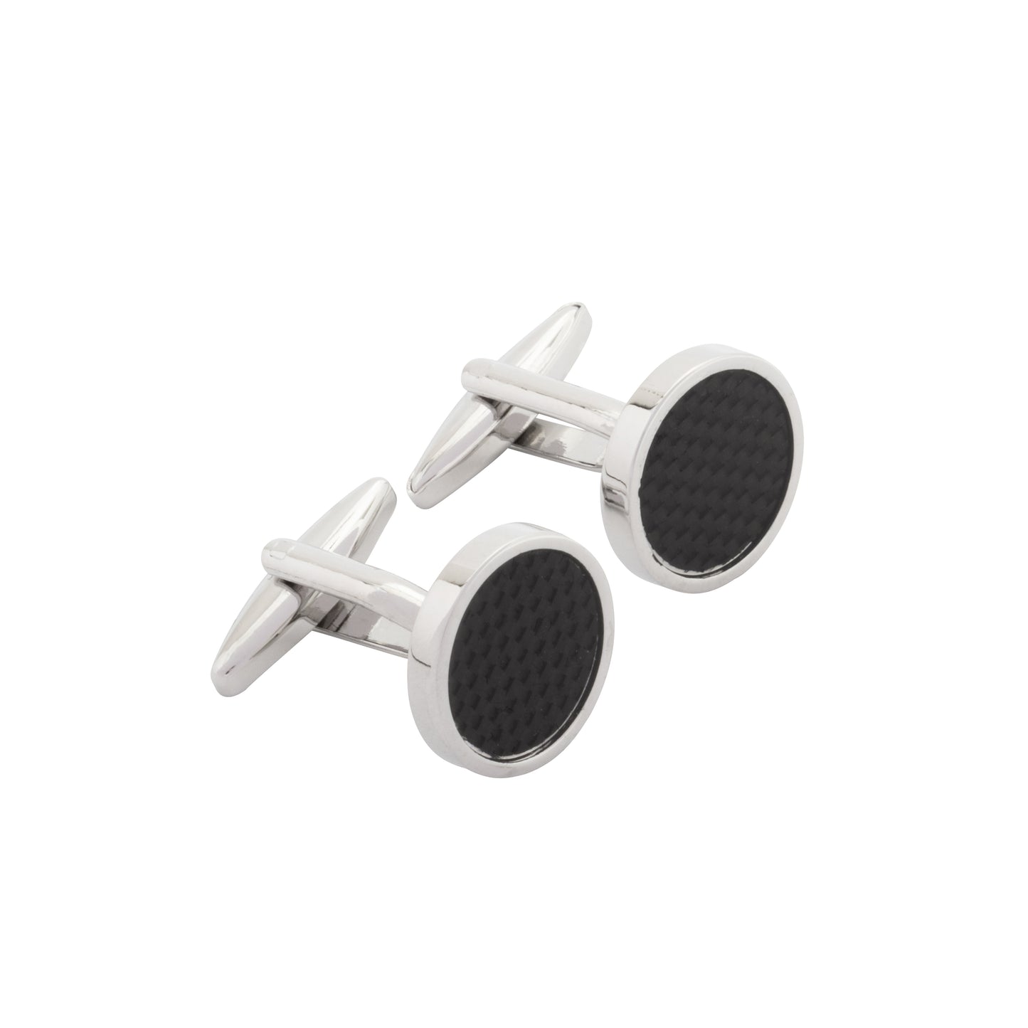 Carbon Fibre Cufflinks - Nickel Polished